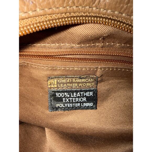 Great American Leather Works | Brown Shoulder Bag Purse Zip Pockets Adjustable - Picture 5 of 7